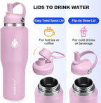 SENDESTAR SENDESTAR 40oz Stainless Steel Water Bottle(Cold for 48 Hrs, Hot for 24 Hrs),Double Wall Vacuum Insulated Bottle with Straw Lid, Spout Lid and Flex Cap, Fit in Any Car Cup Holder