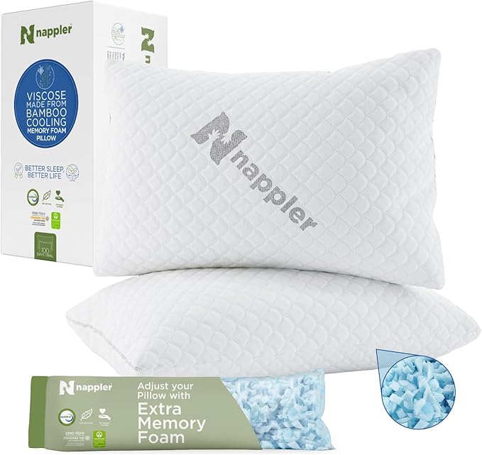 Cooling Pillow for hot Sleepers - Bed Pillows Queen Size Premium Set of 2 - Adjustable Shredded Memory Foam - Medium to Firm Pillows for Back, Stomach & Side Sleepers -Washable Cover