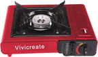 Vivicreate 8500 BTU Portable Butane Gas Stove for Camping Cooking Outdoor, Lightweight Portable Stove Burner with Auto Ignition, Estufa de Gas Portátil para Camping al Aire Libre(Red)
