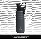 Stainless Steel Sports Water Bottle with Straw Lid Dustproof, 3 Lids, 24/32/40/64 oz BPA Free Vacumm Insulated Water bottle, Leakproof and Sweat Free, Perfect for The Go - 24 Oz Grey