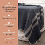 Thick Alpaca Wool Blanket Heavyweight for Camping Outdoors or Using Indoors Soft Peruvian Alpaca Wool Blankets (Ivory - Soft Gray, Twin)