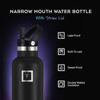 IRON °FLASK Camping & Hiking Hydration Canteens - 3 Lids (Narrow Straw Lid) Leak Proof Vacuum Insulated Stainless Steel - Hot & Cold Double Walled Sports Water Bottle - Cashmere Cream, 32 Oz