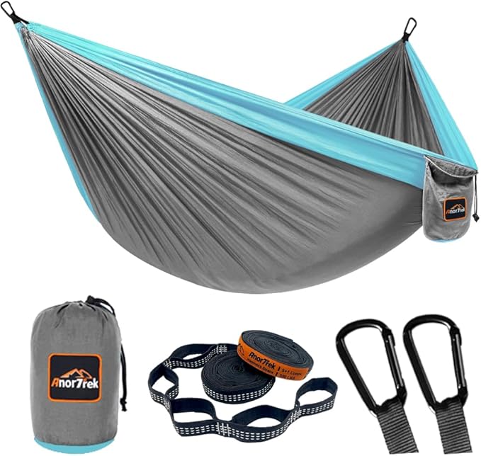 Camping Hammock, Super Lightweight Portable Parachute Hammock with Two Tree Straps Single or Double Nylon Travel Tree Hammocks for Camping Backpacking Hiking
