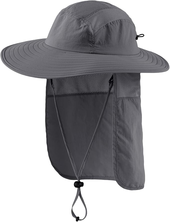 Home Prefer UPF 50+ Mens Wide Brim Fishing Hat with Neck Flap Sun Hat for Men Women Sun Protection Cap