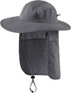 Home Prefer UPF 50+ Mens Wide Brim Fishing Hat with Neck Flap Sun Hat for Men Women Sun Protection Cap