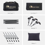 MOON LENCE Height Adjustable Camping Cot - Supports 330 lbs, Portable Folding Bed with Leg Extenders & Camping Pillow for Camping, Hiking, Sleeping, 1 Pack, Black