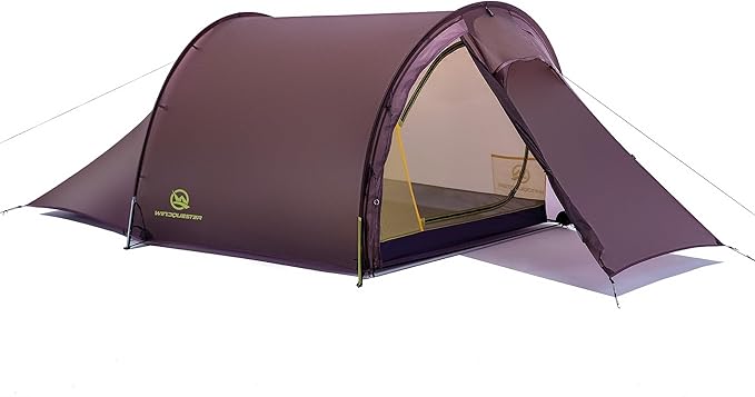 Backpacking Ultralight 2Person Tunnel Tent, 2.89lbs, Double Silicone-Coated Fabric, Compact 3-Season Tent – Wine Brown