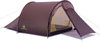 Backpacking Ultralight 2Person Tunnel Tent, 2.89lbs, Double Silicone-Coated Fabric, Compact 3-Season Tent – Wine Brown