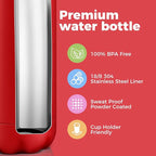 Volhoply 25oz Insulated Water Bottles 1/2/4 Pack, Double Wall Stainless Steel Vacuum Flask Keeps Cold & Hot, BPA Free Leakproof Bottle (Red,2 Pack)