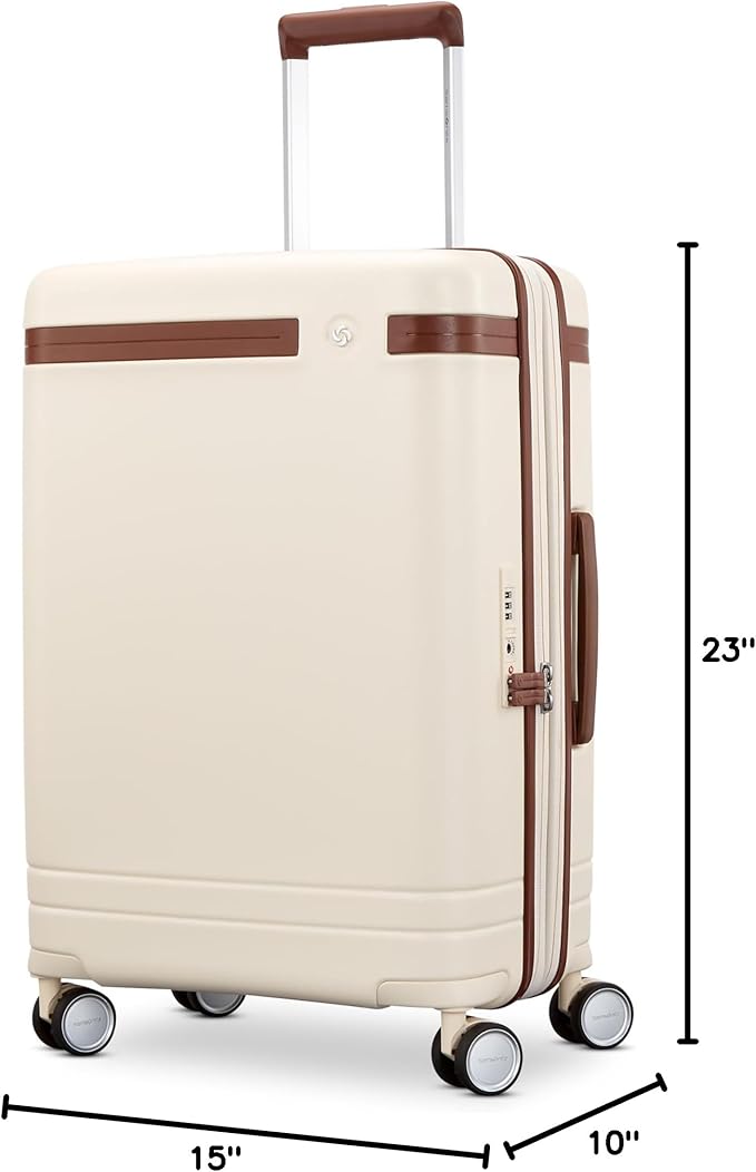 Virtuosa Hardside 21 Inch Carry On Luggage - Airline Approved with 360° Spinner Wheels, RightHeight™ Adjustable Handle - Zippered WetPak™ - TSA Lock - Expandable Light Polycarbonate Shell - Off White