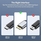 USB 3.0 to Micro B Cable 10ft, External Hard Drive Cord 5Gbps SuperSpeed Data Transfer Nylon Braided for Seagate Toshiba WD My Passport LaCie, SSD, Camera, Brother Mobile Scanner, Laptop, Tablet