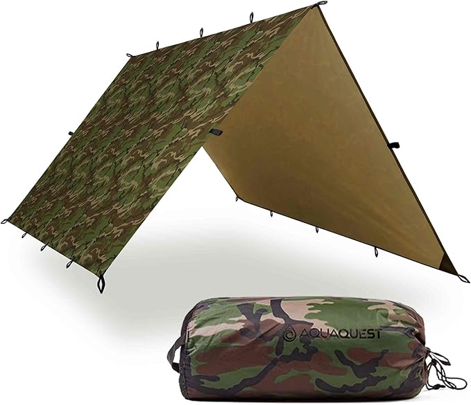 AquaQuest Safari Tarp – Lightweight Waterproof (5,000mm) Seam-Taped Ripstop Rain Fly for Backpacking, Thru-Hiking & Hammock Camping