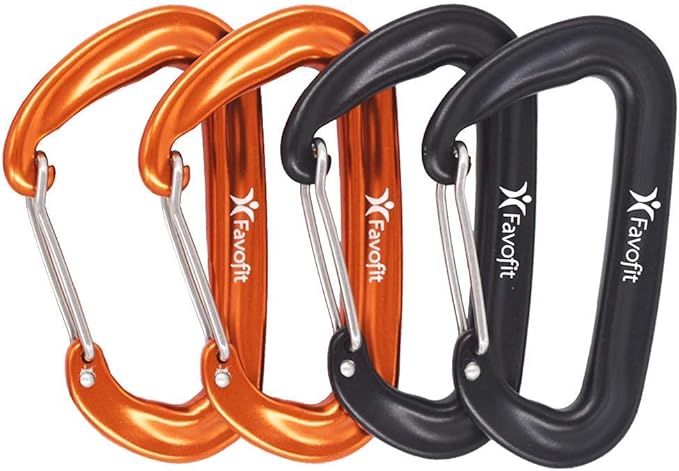 12KN Heavy Duty Carabiner Clips - Favofit 3.2'' Small Carbineers for Hiking Camping Hammocks Keys Keychains Dog Leashes - Ideal for Outdoor Enthusiasts