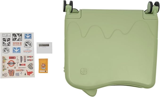 18 Inch Kid Ride On Suitcase, Ride-on Luggage with 4 Universal Wheels, Cute Lightweight Tow-Along Luggage with Password Lock, Rolling Luggage for Short Trips, School Trips, Outings (Olive green)