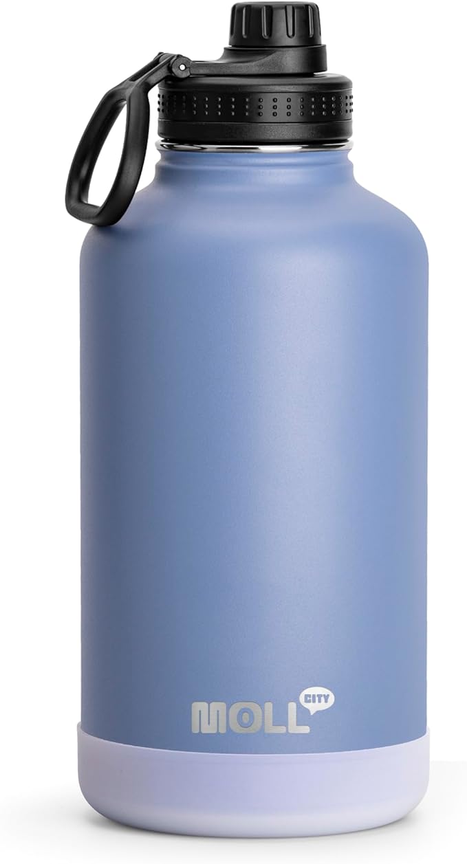 Water Bottle- 64 oz Stainless Steel Vacuum Insulated Wide Mouth Sports Water Bottle with Spout Lid-Reusable Metal Leak Proof Travel Water Flask (Royal Blue)