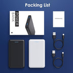 [2 Pack] Portable Charger Power Bank 10000mAh,Ultra Slim Compact External Battery Pack with USB C Input & Dual USB Outputs Backup Charger Compatible with iPhone 13,12, Samsung S20,Tablet -Black+White