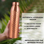 NORMAN JR, Copper Water Bottle 1L - Gift Box of 3, Hammered, an Ayurvedic vessel made of pure copper - helps you drink more water with many health benefits