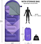 Sleeping Bag for Adults, Girls, Boys - 3 Season Warm & Cool Weather Lightweight Waterproof Camping Bag for Hiking, Outdoor Travel