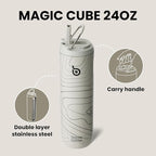 BOTTLE BOTTLE Insulated Water Bottle 24oz with Straw Lid and Handle for Sports Travel Gym Stainless Steel Water Bottles Double-Wall Vacuum Metal Leak Proof BPA-Free