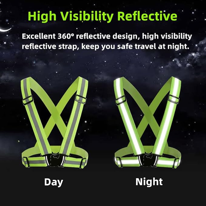 Reflective Strap Safety Vest Gear - 2-10 Pack Adjustable High Visible Reflective Running Gear for Women Men Night
