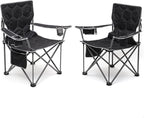 SUNNYFEEL Oversized Folding Camping Chair 2 Pack 500 LBS Heavy Duty Lawn Chairs with Black Portable Folding with Armrest, Cup Holder, Pocket ＆Bag for Outdoor Camping/Beach/Travel/Picnic/Fishing