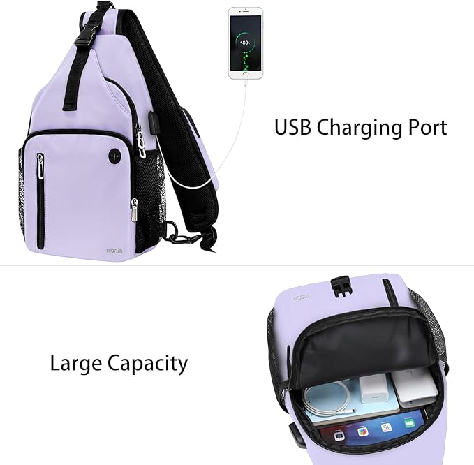 MOSISO Sling Backpack Bag, Crossbody Shoulder Bag Travel Hiking Daypack Chest Bag with Front Square Pocket&USB Charging Port