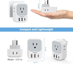 Australia Plug Adapter, TESSAN Australian Power Adaptor with 4 Outlets 3 USB Charging Ports (1 USB C), Type I Travel Plug for US to New Zealand China Argentina Fiji AU, 2 Pack