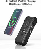 Solar Charger Power Bank, 42800mAh Wireless Portable Charger with USB-C in/Output, QC3.0 Fast Charging 15W 4 Ports Outdoor Battery Pack Built-in Dual Led Flashlights for iPhone Samsung etc