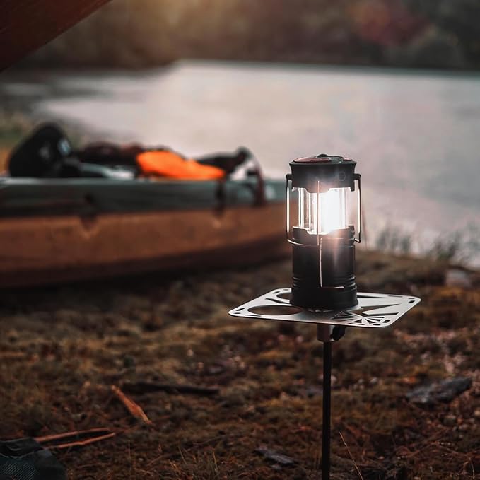 Ruck & River Camping Table - Compact and Lightweight 8"x8" Aluminum Top with Cup Holders, Adjustable Height, Easy to Assemble, Portable Outdoor Table for Camping, Hiking, Fishing, Beach, Hammock