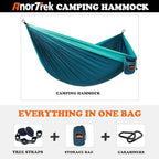 Camping Hammock, Super Lightweight Portable Parachute Hammock with Two Tree Straps Single or Double Nylon Travel Tree Hammocks for Camping Backpacking Hiking
