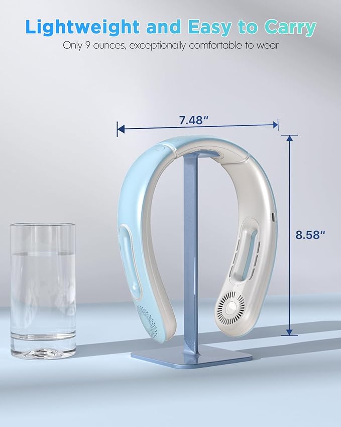 Neck Fan, Hands Free Bladeless Neck Fans Portable Rechargeable, 360° Cooling Neck Fan, 4 Speeds, Quiet, 5200 mAh Battery Operated USB Wearable Personal Fan Gifts for Women, Travel, Outdoor