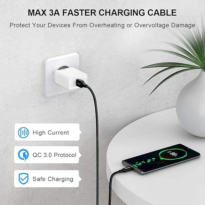 etguuds Long USB C Cable 15ft, USB 2.0 to USB Type C Cable Fast Charging Nylon Braided Charger Cord Compatible with Samsung Galaxy Note, LG, Moto, Google, Sony, Switch, Camera and Other USB-C Device