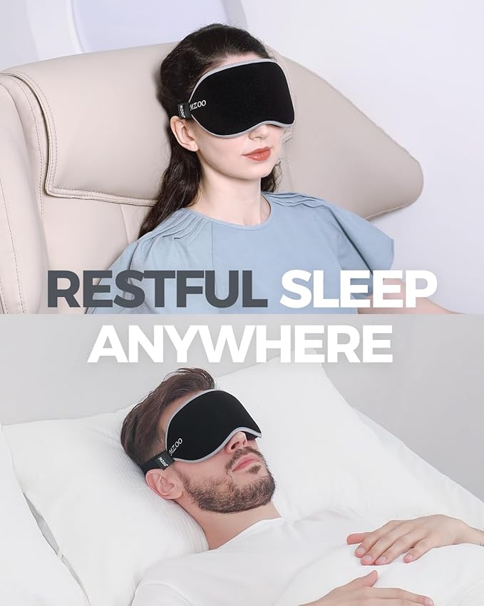 MZOO Luxury Sleep Mask for Back, Side Sleeper, Complete Light Blocking Sleeping Eye Mask Night Blindfold, 3D Zero Pressure & Spacious for Lash Extensions, Breathable Soft Eye Cover Flight Nap Travel