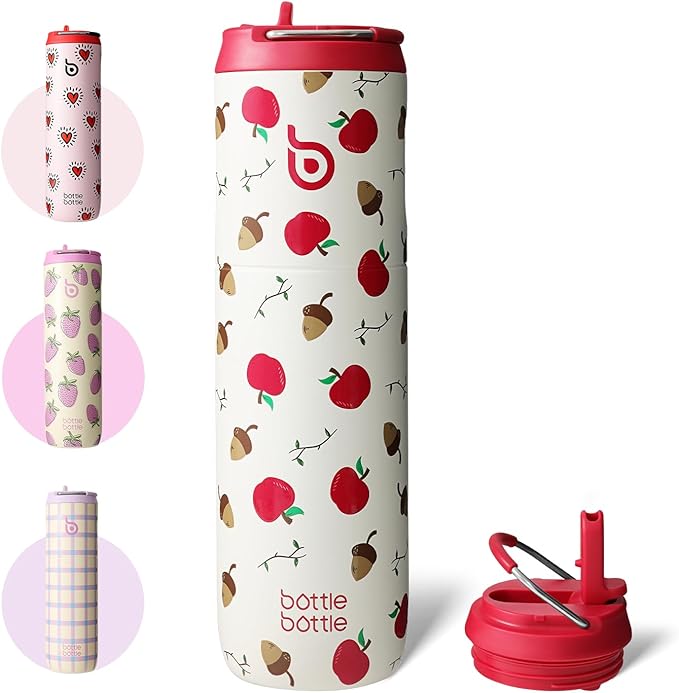 BOTTLE BOTTLE Insulated Water Bottle 24oz with Straw Lid and Handle for Sports Travel Gym Stainless Steel Water Bottles Double-Wall Vacuum Metal Leak Proof BPA-Free