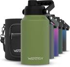 WATERSY 2/3 Gallon Water Bottle Insulated(Cold for 48 Hrs),BPA Free&Leak Proof,87oz Stainless Steel Water Jug/Flask,Big thermo,Large Water Bottle with Handle for Gym,Hiking,Camping,Olive Green