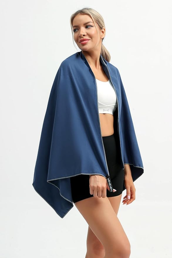 Eunzel Quick Dry Camping Towel, Microfiber Travel Towel 3 Size at 1 Pack,Fast Drying Towel Set for Camping, Beach, Gym, Sports, Yoga & Swimming Pool, Navy Blue