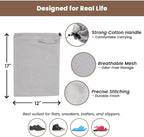 LFH Cotton Rich Shoe Storage Bags with Drawstring, Dustproof Breathable Reusable Organizer, Perfect For Travel, Dorm, Hotel, College, Gym, Easy to Carry, Machine Washable 12"x17" (Pack of 4) - Grey