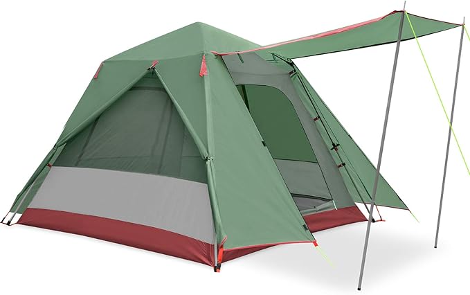KAZOO Camping Tents 3 Person Waterproof Instant Tents 3 People Cabin Tent Easy Setup with Sun Shade Automatic Aluminum Pole