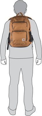 Carhartt 27L Single-Compartment Backpack, Durable Pack with Laptop Sleeve and Duravax Abrasion Resistant Base, Brown