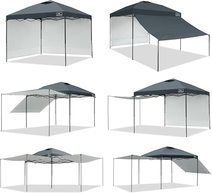 KAMPKEEPER 10x10 Easy Pop Up Canopy Tent with 2 Sidewalls, Instant Outdoor Shade Shelter with 2 PCS Removable 10FT Sun Walls, Quick Setup Waterproof and UV-Resistant for Patio, Camping, Backyard