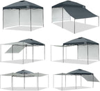 KAMPKEEPER 10x10 Easy Pop Up Canopy Tent with 2 Sidewalls, Instant Outdoor Shade Shelter with 2 PCS Removable 10FT Sun Walls, Quick Setup Waterproof and UV-Resistant for Patio, Camping, Backyard