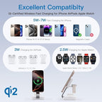2026 Traveling Wireless Magnetic Fast Charging Station,3 in 1 Charger with i Phone 17 16 15 14 13 12 Pro Max Plus,Apple Watch Series & Air pod 4 3 2 Pro-Gifts for Wife & Husband(Rose Red)