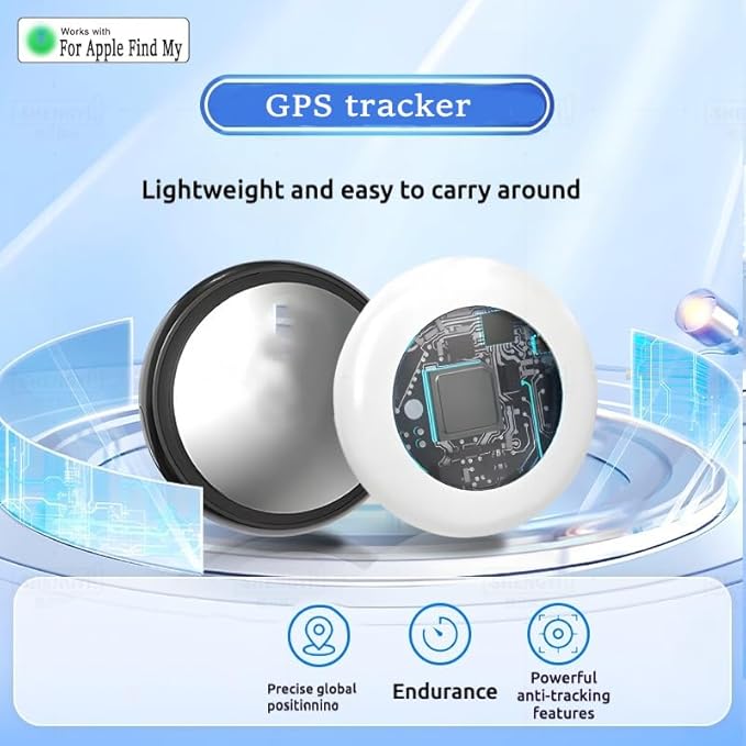 Mini GPS Tracker for Vehicles, Smart Tag Tracking Device, Key Finder Locator with Sound, Car Tracker No Subscription Work with Find My(iOS Only) for Kids, Dogs, Key, Luggage (Black)