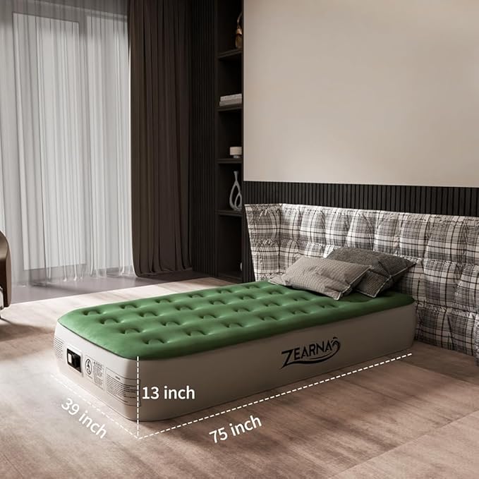 Air Mattress with Built in Pump - Upgraded Twin Blow Up Mattress, 2 Mins Quick Self Inflatable, 13"/550lbs Max, Strong Support, No Lost Air, for Camping,Home,Guests,Portable Travel