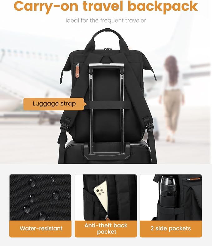 LOVEVOOK Laptop Backpack for Women with Large Capacity, Teacher Nurse Work Laptop Bag, Waterproof Travel Backpack Purse, Business Computer Back Pack, Cute bag for Professional Use, 15.6 Inch