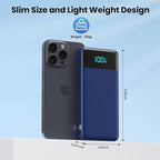 Portable Charger 13800mAh for iPhone with Built-in Cables & AC Wall Plug,5-in-1 USB-C Power Bank,LCD Display External Battery Pack Phone Charger Compatible with iPhone 16/15/14,Android (Dark Blue)