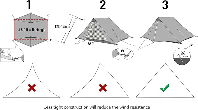 Lanshan 2 Person Tent Hiking Ultralight Camping Tent Professional 15D Silnylon Rodless Trekking Pole Tent Waterproof Backpacking Outdoor for Camping, Bivvy