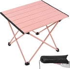 Grope Portable Camping Table with Aluminum Table Top, Folding Beach Table Easy to Carry, Prefect for Outdoor, Picnic, BBQ, Cooking, Festival, Beach, Home (Pink-M)
