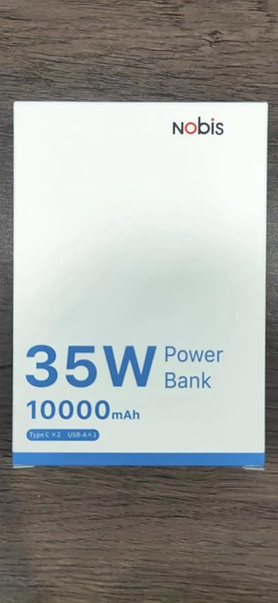 NOBIS Portable Charger, 10000mAh Power Bank Fast Charging, Battery Pack with C to C Cable, Battery Bank with Digital Display for iPhone iPad Android etc (Black, 35W)