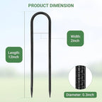 12 in 12 Pack Trampoline Stakes, U Shaped Trampoline Anchors High Wind Heavy Duty, Trampoline Anchor Kit, Steel Stakes for Trampolines, Outdoor Canopies, Camping Tents, Football Goal, Black